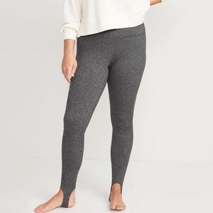 NWT Old Navy High Waisted CozeCore Heathered Stirrup Leggings Dark Grey